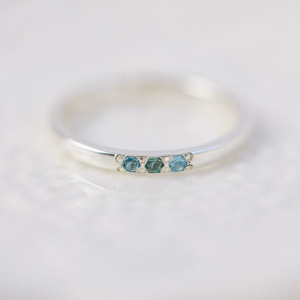 Aquamarine and Alexandrite Mother and Daughter Birthstone Ring