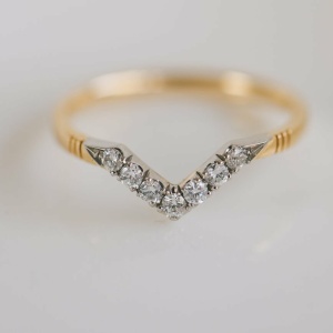 Chevron Diamond Set Fitted Wedding Ring