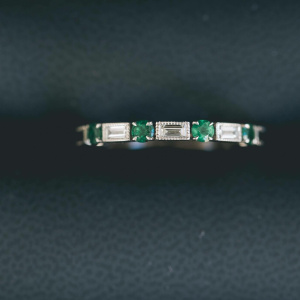 Emerald and Baguette Diamond Eternity Ring