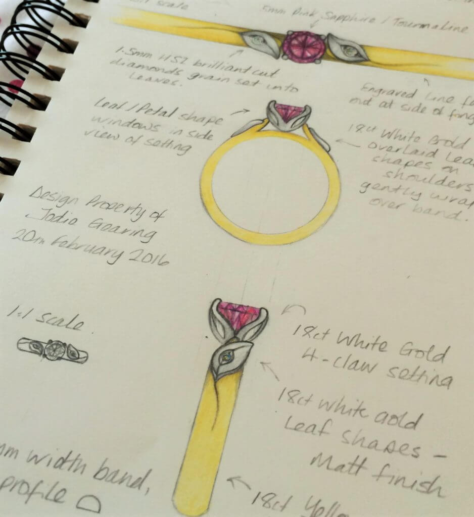 engagement ring design zoomed in