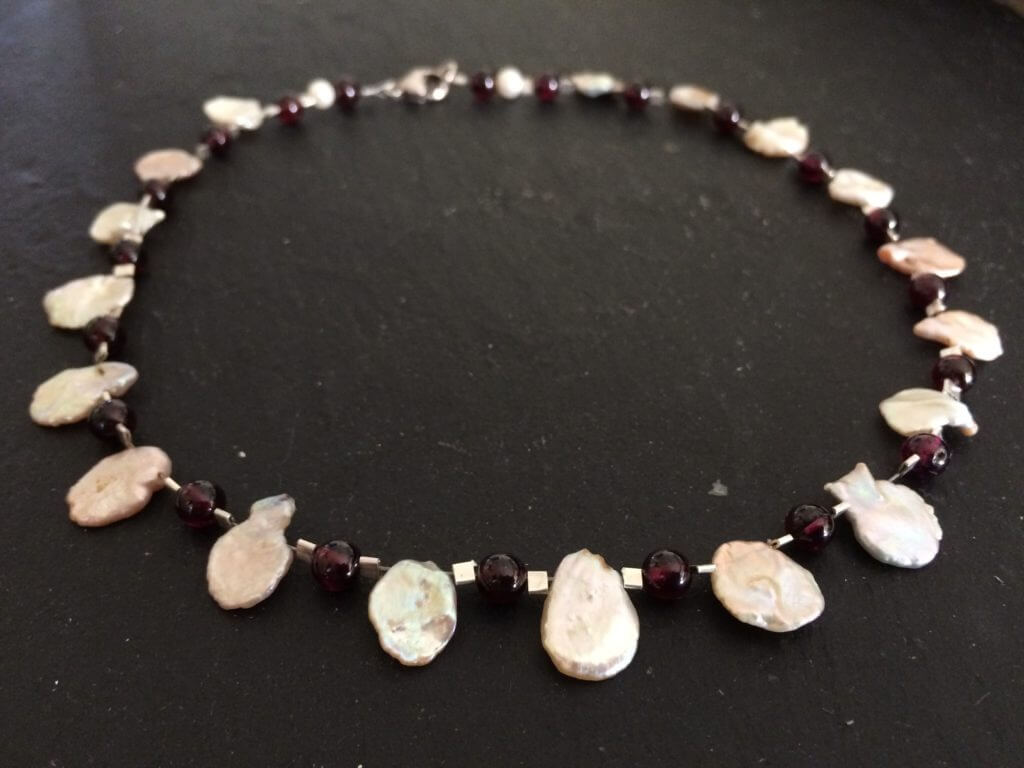 Pearl and Garnet re-strung necklace