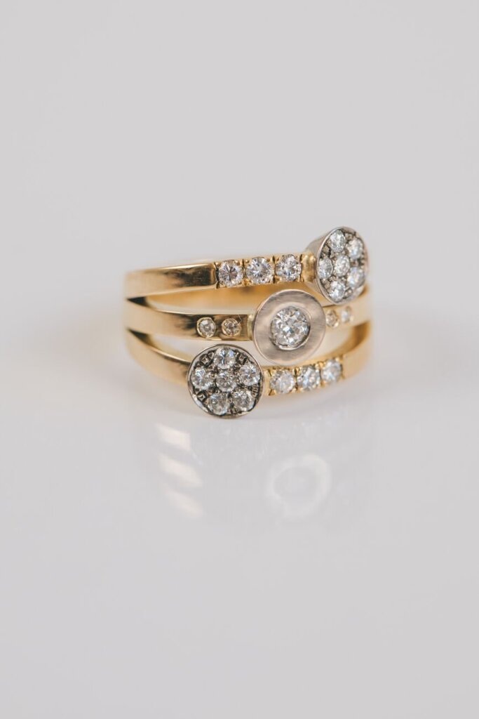 Bubble Style Ring with Recycled Gold and Diamonds