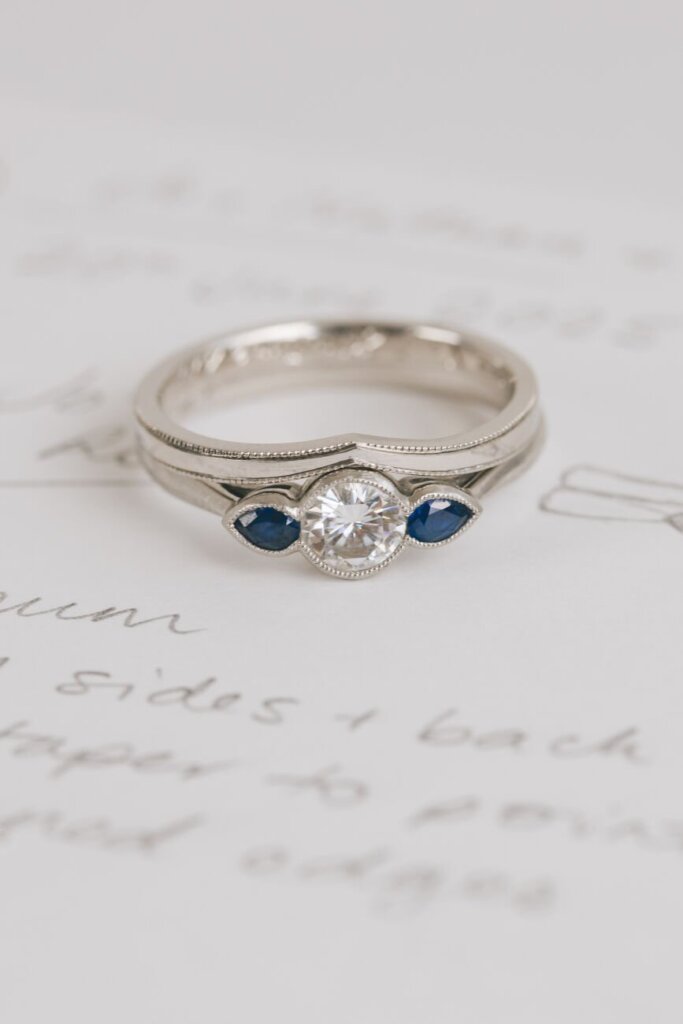 Millgrain Edged Wishbone Wedding Ring