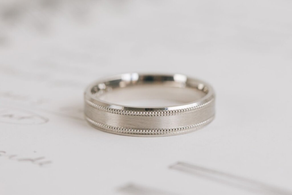 Bevelled Wedding Ring with Millgrained lines
