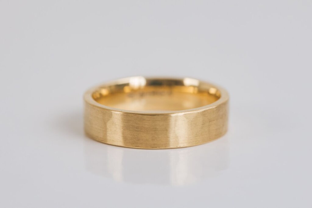 Gently Hammered and Brushed Wedding Ring