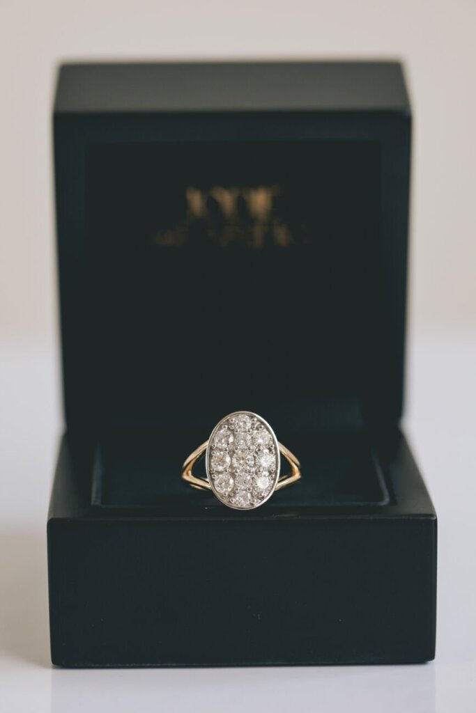 Oval Grain Set Diamond Ring