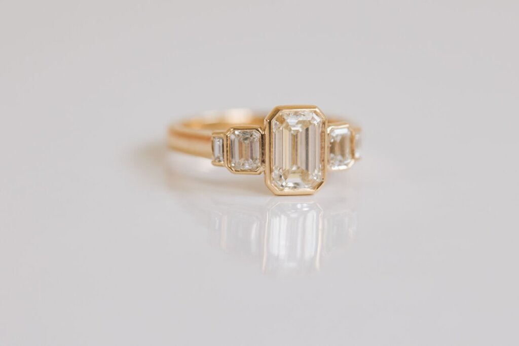 Deco Inspired Bezel Set Engagement Ring