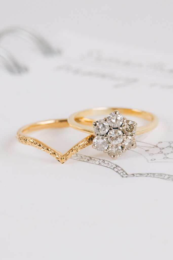 Wishbone Shaped Orange Blossom Wedding Ring