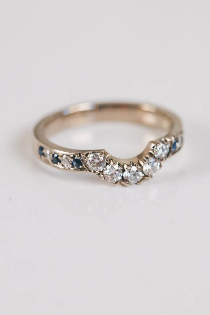 Diamond and Sapphire Horseshoe Shaped Eternity Ring