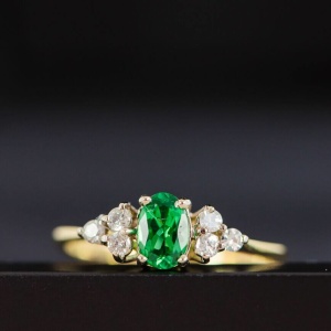 Tsavorite and Diamond Engagement Ring