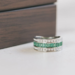 Three Row Emerald and Diamond Eternity Ring