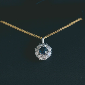 Sapphire and Diamond Cluster Pendant