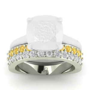 Yellow Diamond and Moissanite Fitted Wedding Ring