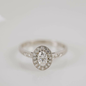 Oval Halo Moissanite Engagement Ring