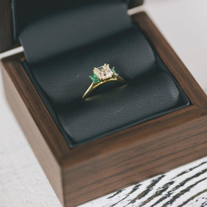 Art Deco Inspired Trilogy Engagement Ring