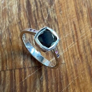 Cushion Cut Black Diamond Engagement ring