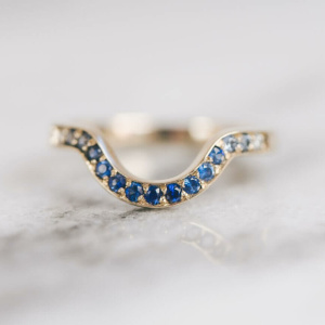 Ombre Sapphire and Diamond Fitted Wedding Ring