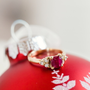 Cushion Cut Ruby and Diamond Engagement Ring