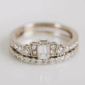 Art Deco Style Off-set Engagement Ring