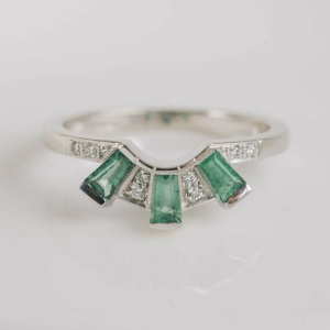 Emerald Art Deco Inspired Tiara Fitted Eternity Ring