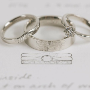 Fingerprint Hand Engraved Platinum Wedding Rings