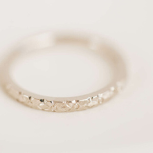 Hand Engraved Blossom Pattern Wedding Ring