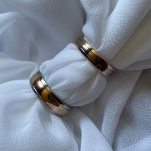 18ct White and Rose Gold Wedding Rings