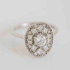 Ballerina Style Halo Engagement Ring