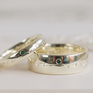 His and Hers River Wedding Rings