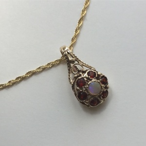 Opal and Ruby Pendant Remodelled from a Ring