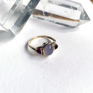 Lavender Quartz and Pink Tourmaline Dress Ring