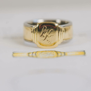 Bespoke Palladium and Yellow Gold Signet Ring Wedding Ring
