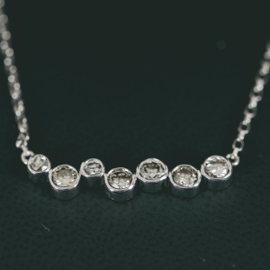 Bubble Style Bezel Set Diamond Bar Pendant