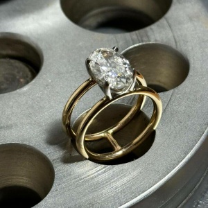 Oval Diamond Double Band Ring
