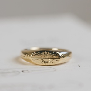 Sun and Moon Ladies Signet Ring