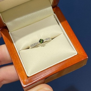 Green Tourmaline and Diamond Ring