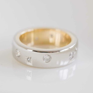 Gold Lined Platinum and Diamond Ring
