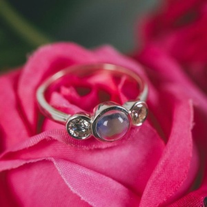 Moonstone and Diamond Engagement Ring