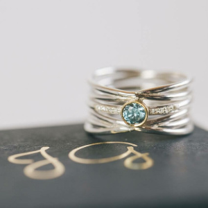 Aquamarine and Diamond Wrap Ring