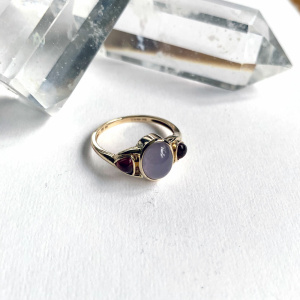 Lavender Quartz and Pink Tourmaline Dress Ring