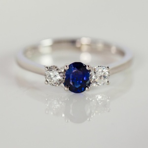 Sapphire and Diamond Trilogy Ring