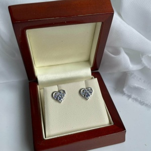 White Gold and Tanzanite Paw Print Earrings