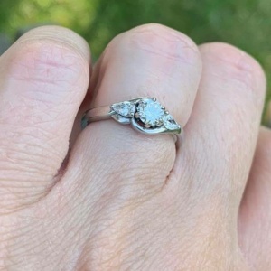 Trilogy Mixed Diamond Cut Engagement Ring