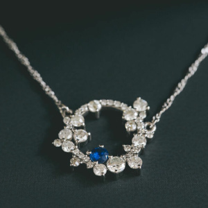 Diamond and Sapphire Circle Pendant