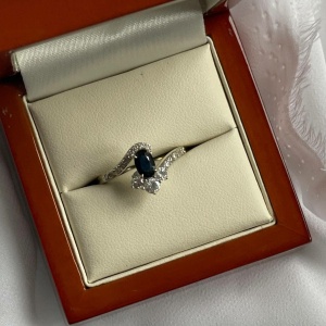 Sapphire and Diamond Crown Twist Ring