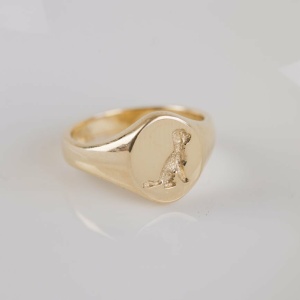Deep Seal Engraved Poodle Signet Ring