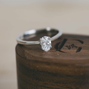 Oval Diamond Platinum Solitaire Engagement Ring