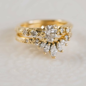 Marquise Diamond Tiara Style Wedding Ring