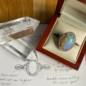 Oval Opal Halo Dress Ring
