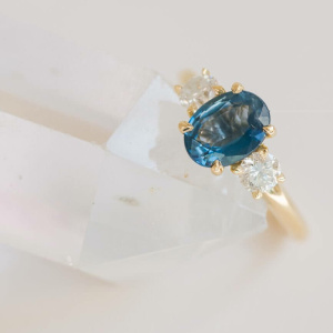 Ceylon Sapphire and Diamond Trilogy Ring